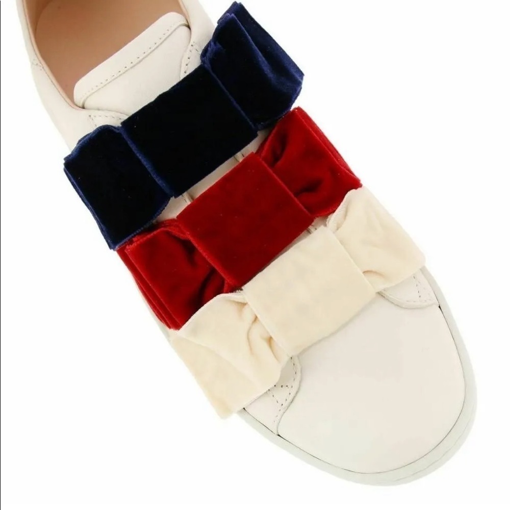 Gucci New Ace 524989 Leather & Velvet Bow Slip-on Bee Women Sneakers Size 35 - Picture 8 of 12